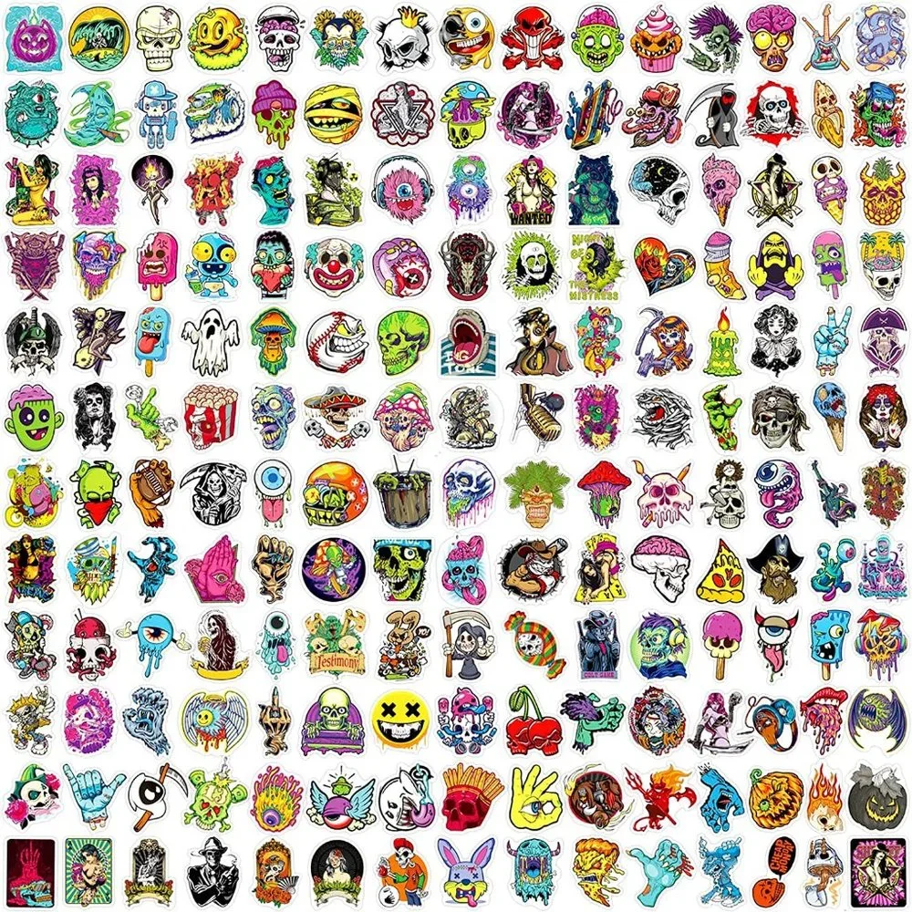 3/$15 NEW 10 CT HORROR DARK Variety PACK VINYL STICKERS SKELETON MAN SKULL SCARY